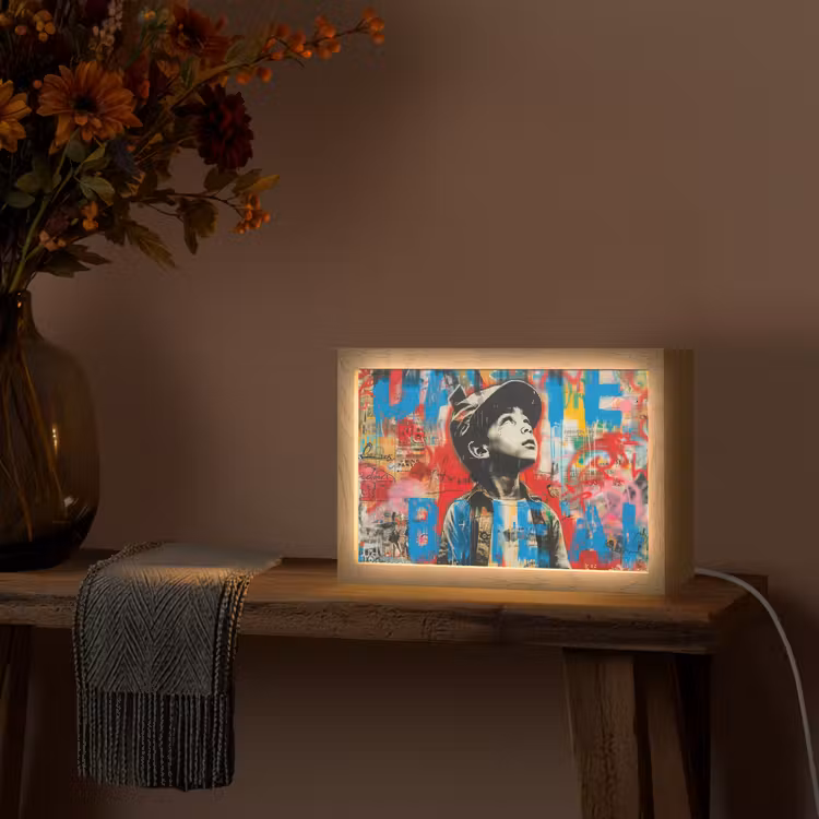 Graffiti - Jongen - Street art - Kleuren Light Box met kabel (Tafellamp) klein -sfeer4