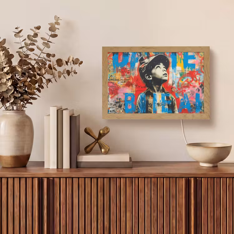 Graffiti - Jongen - Street art - Kleuren Light Box met kabel (Tafellamp) klein -sfeer2
