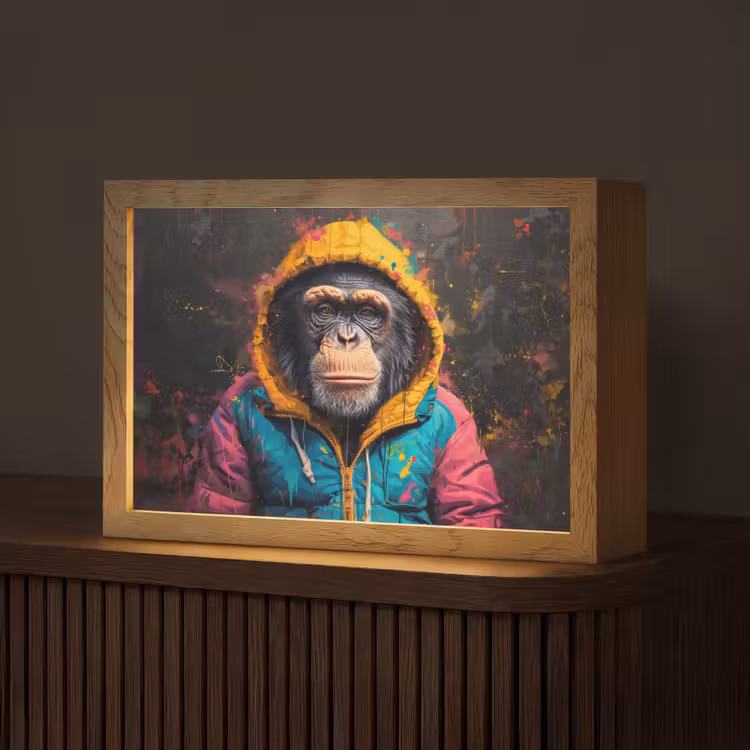 Graffiti - Chimpansee - Jas - Aap - Verf Light Box met kabel (Tafellamp) klein -z3d_website