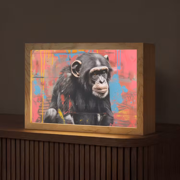 Graffiti - Chimpansee - Aap - Dieren - Street art Light Box met kabel (Tafellamp) klein -z3d_website