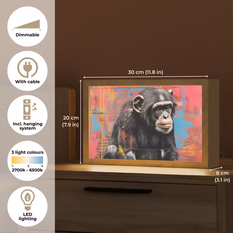 Graffiti - Chimpansee - Aap - Dieren - Street art Light Box met kabel (Tafellamp) klein -USP_EN
