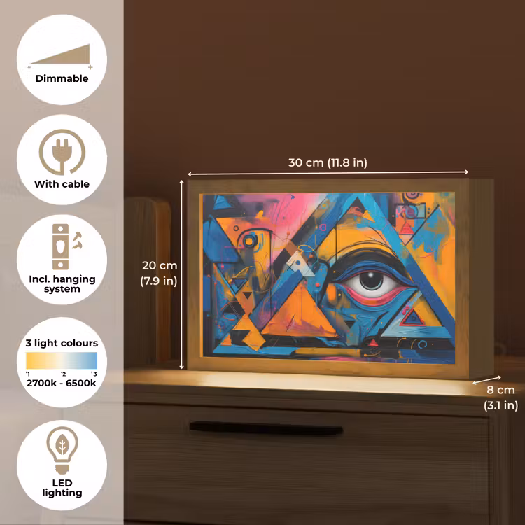 Graffiti - Kleuren - Oog - Kunst Light Box met kabel (Tafellamp) klein -USP_EN