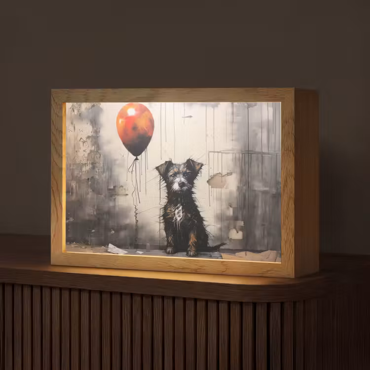 Graffiti - Hond - Ballon - Dieren Light Box met kabel (Tafellamp) klein -z3d_website