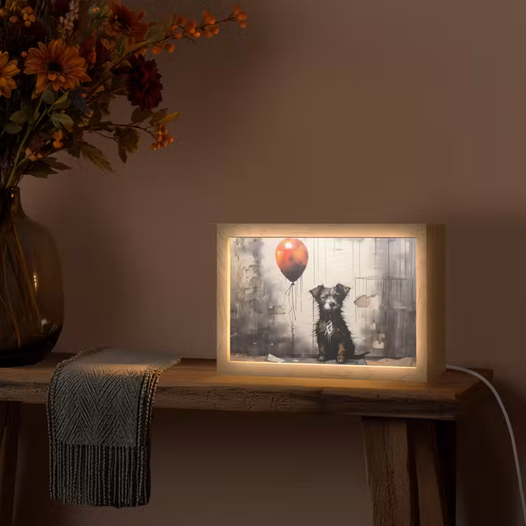 Graffiti - Hond - Ballon - Dieren Light Box met kabel (Tafellamp) klein -sfeer4