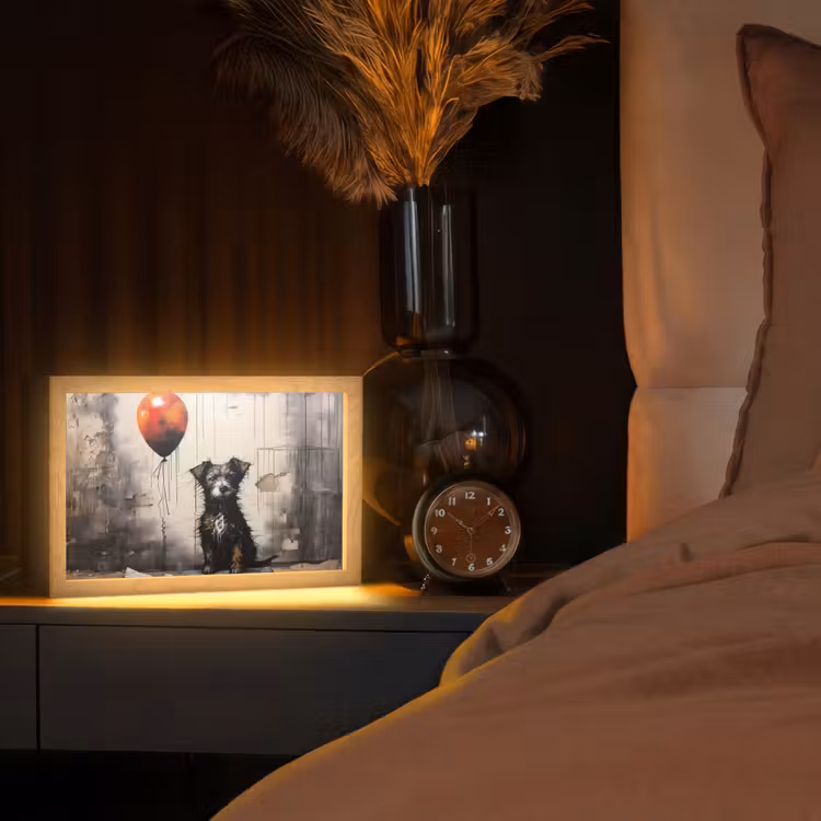 Graffiti - Hond - Ballon - Dieren Light Box met kabel (Tafellamp) klein -sfeer1