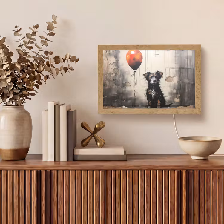 Graffiti - Hond - Ballon - Dieren Light Box met kabel (Tafellamp) klein -sfeer2