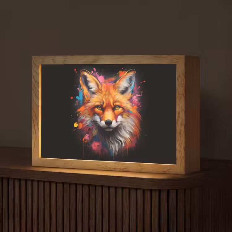 Graffiti - Vos - Zwart - Pop art Light Box met kabel (Tafellamp) klein -z3d_website