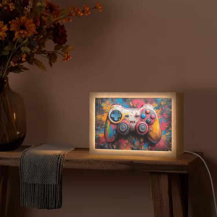 Graffiti - Gaming - Controller - Verf Light Box met kabel (Tafellamp) klein -sfeer4