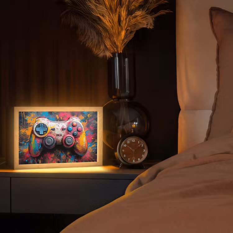 Graffiti - Gaming - Controller - Verf Light Box met kabel (Tafellamp) klein -sfeer1