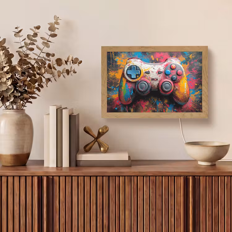 Graffiti - Gaming - Controller - Verf Light Box met kabel (Tafellamp) klein -sfeer2