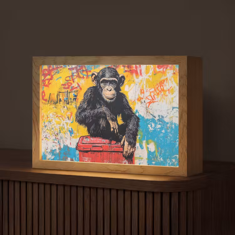 Graffiti - Aap - Street art - Dieren Light Box met kabel (Tafellamp) klein -z3d_website