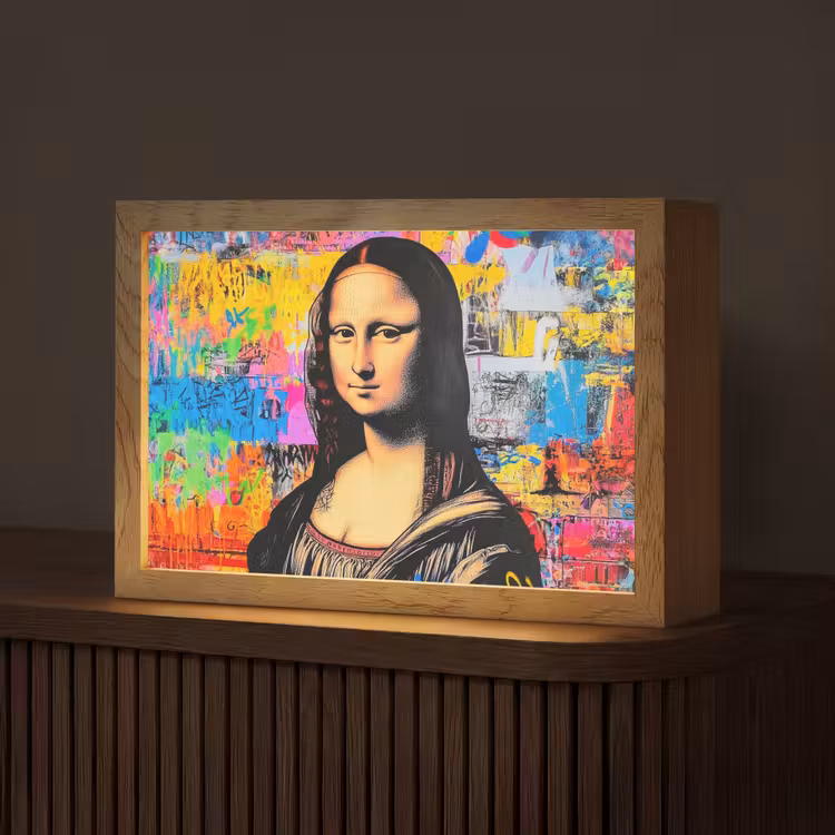 Graffiti - Neon - Mona Lisa - Kunst - Da Vinci Light Box met kabel (Tafellamp) klein -z3d_website