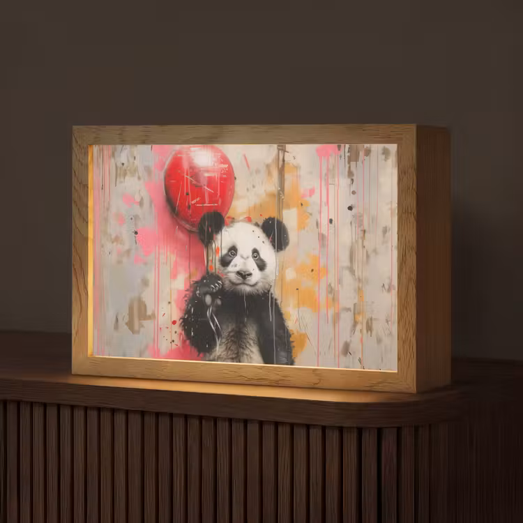 Graffiti - Panda - Ballon - Street art - Dier Light Box met kabel (Tafellamp) klein -z3d_website