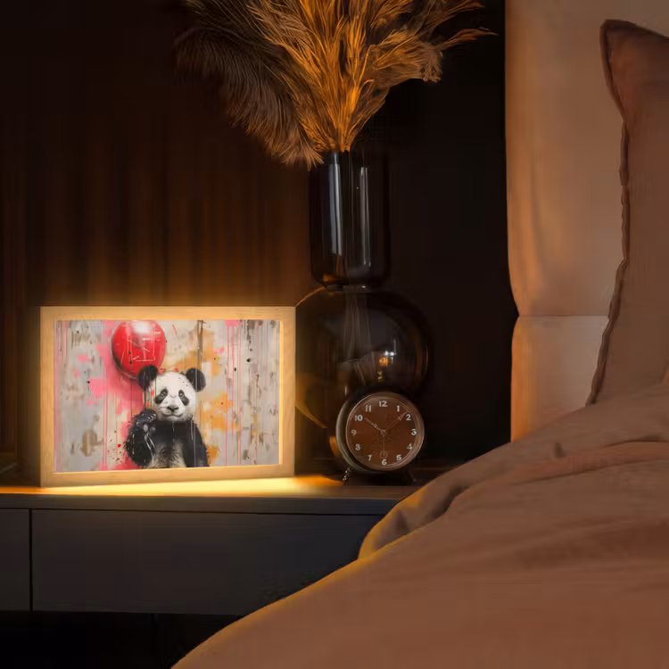 Graffiti - Panda - Ballon - Street art - Dier Light Box met kabel (Tafellamp) klein -sfeer1