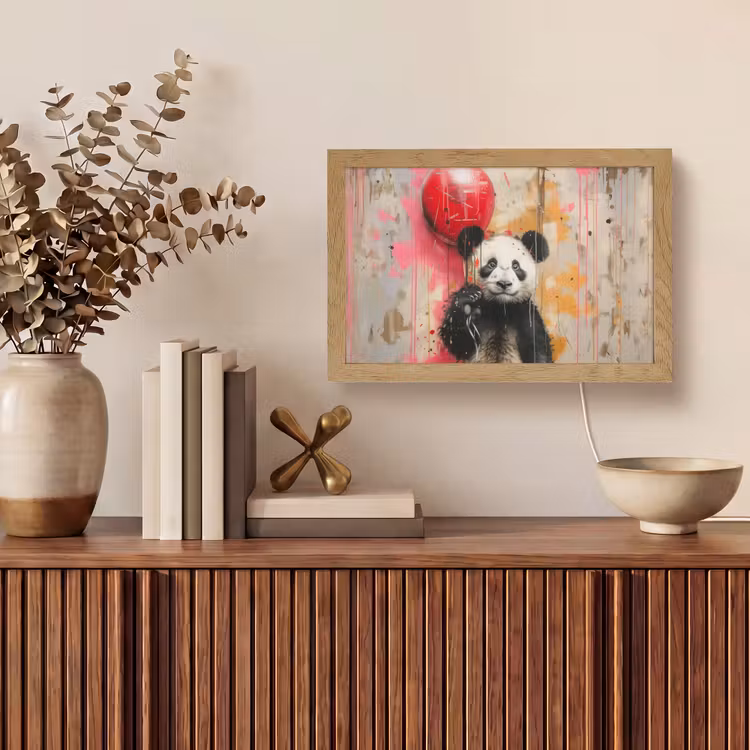 Graffiti - Panda - Ballon - Street art - Dier Light Box met kabel (Tafellamp) klein -sfeer2