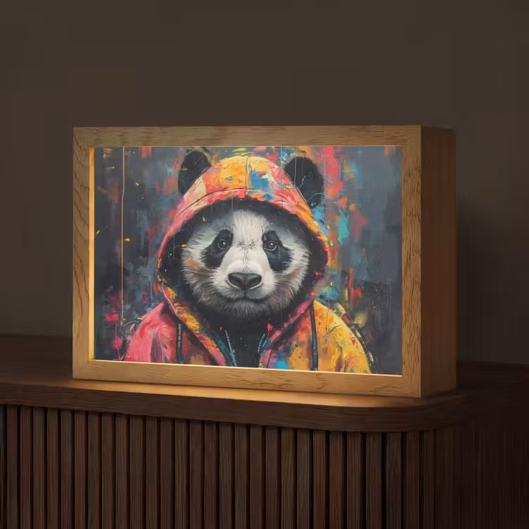 Graffiti - Panda - Jas - Kleurrijk - Street art Light Box met kabel (Tafellamp) klein -z3d_website