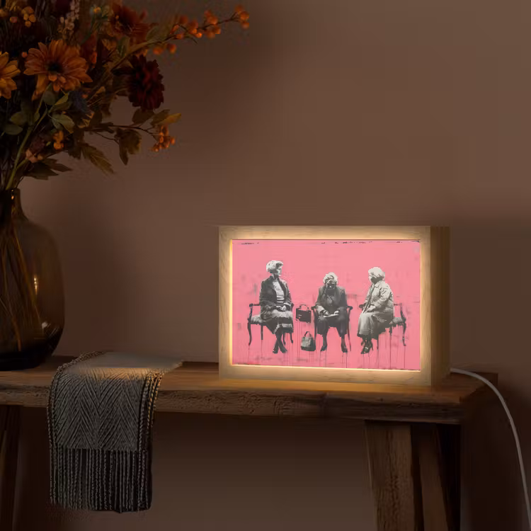 Graffiti - Roze - Street art - Vrouwen Light Box met kabel (Tafellamp) klein -sfeer4