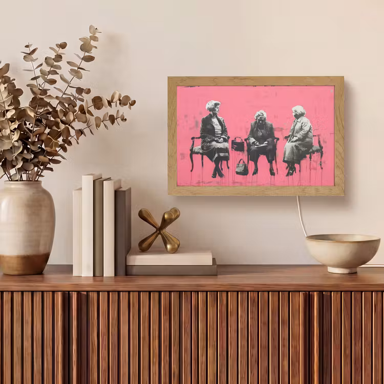 Graffiti - Roze - Street art - Vrouwen Light Box met kabel (Tafellamp) klein -sfeer2