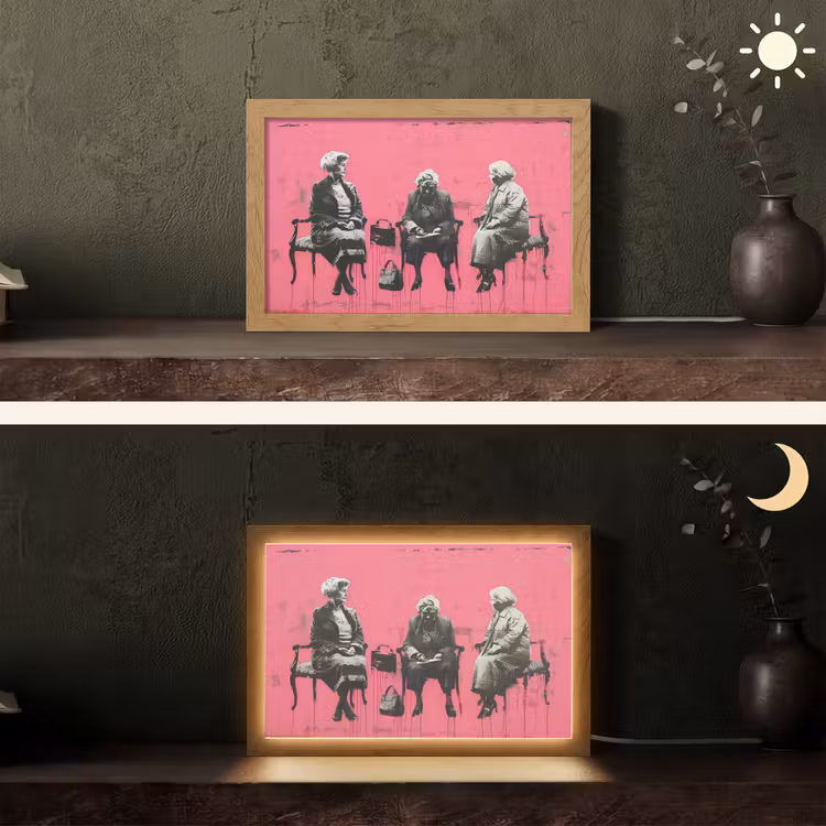 Graffiti - Roze - Street art - Vrouwen Light Box met kabel (Tafellamp) klein -sfeer3