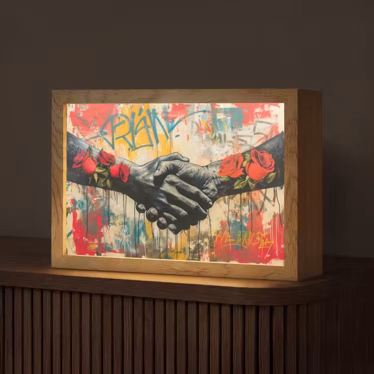 Graffiti - Rozen - Handen - Street art Light Box met kabel (Tafellamp) klein -z3d_website