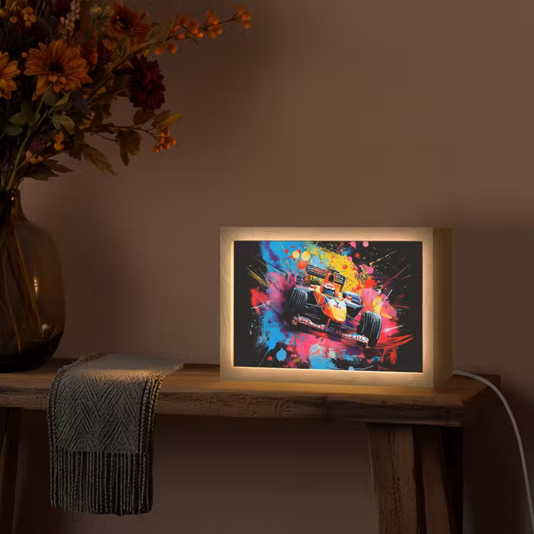 Graffiti - Sport - Auto - Formule 1 - Autosport Light Box met kabel (Tafellamp) klein -sfeer4