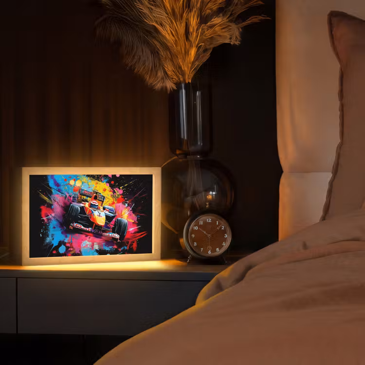 Graffiti - Sport - Auto - Formule 1 - Autosport Light Box met kabel (Tafellamp) klein -sfeer1