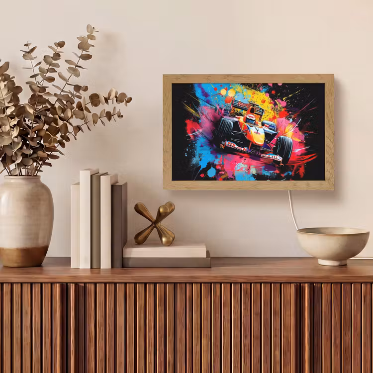 Graffiti - Sport - Auto - Formule 1 - Autosport Light Box met kabel (Tafellamp) klein -sfeer2