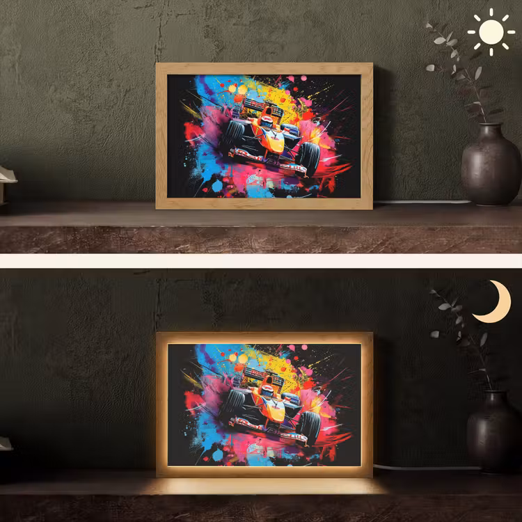 Graffiti - Sport - Auto - Formule 1 - Autosport Light Box met kabel (Tafellamp) klein -sfeer3