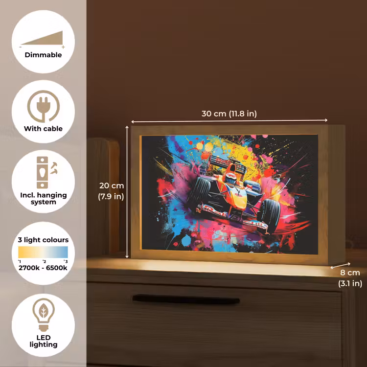 Graffiti - Sport - Auto - Formule 1 - Autosport Light Box met kabel (Tafellamp) klein -USP_EN
