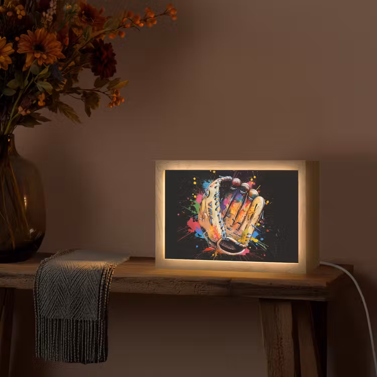 Graffiti - Sport - Baseball - Honkbal Light Box met kabel (Tafellamp) klein -sfeer4
