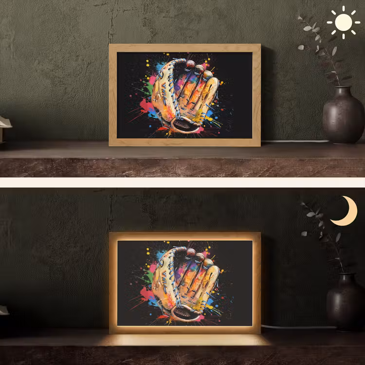 Graffiti - Sport - Baseball - Honkbal Light Box met kabel (Tafellamp) klein -sfeer3
