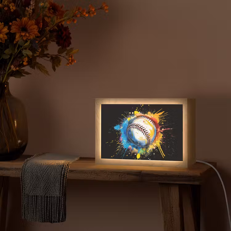 Graffiti - Sport - Baseball - Honkbal Light Box met kabel (Tafellamp) klein -sfeer4