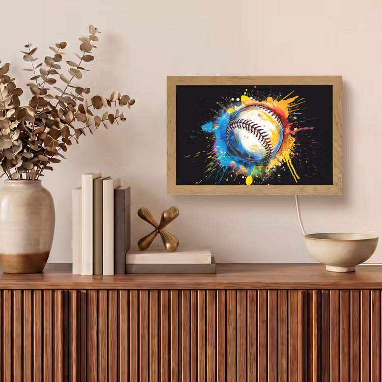Graffiti - Sport - Baseball - Honkbal Light Box met kabel (Tafellamp) klein -sfeer2