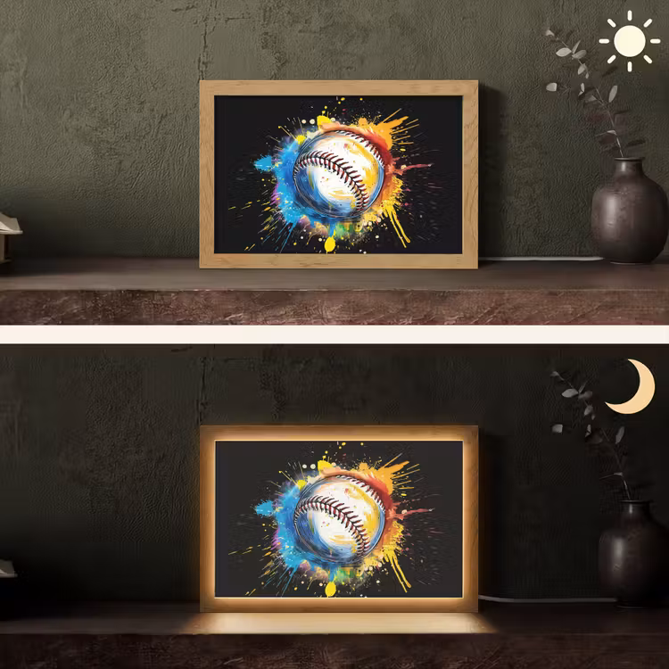 Graffiti - Sport - Baseball - Honkbal Light Box met kabel (Tafellamp) klein -sfeer3