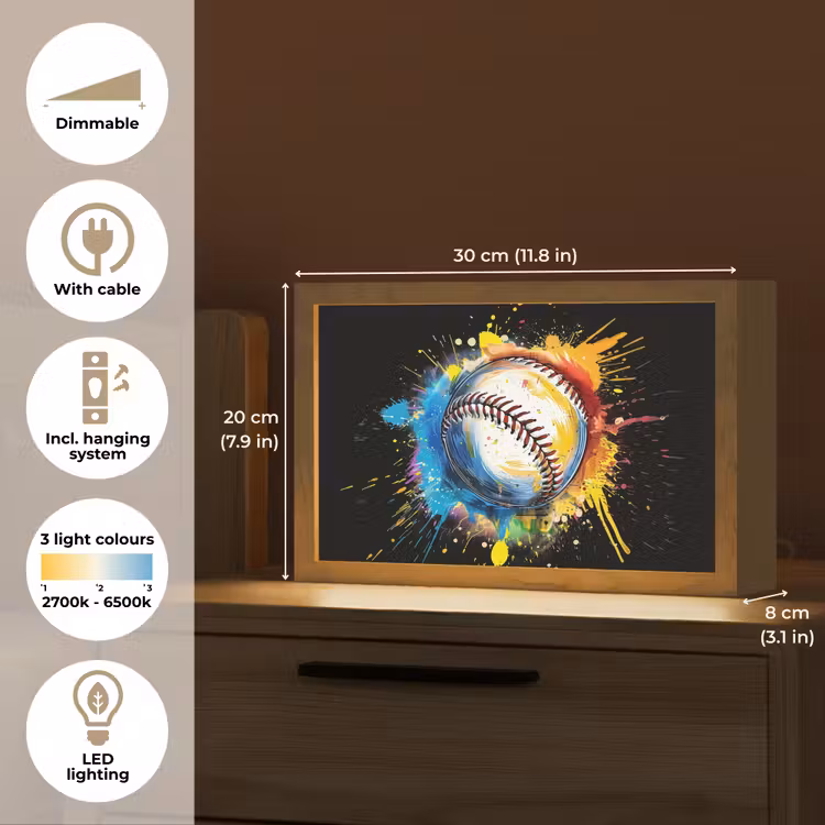 Graffiti - Sport - Baseball - Honkbal Light Box met kabel (Tafellamp) klein -USP_EN