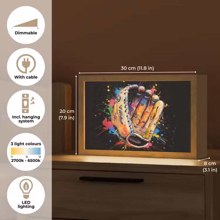 Graffiti - Sport - Baseball - Honkbal Light Box met kabel (Tafellamp) klein -USP_EN