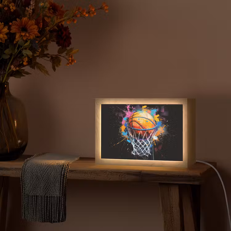 Graffiti - Sport - Basketbal - Basket Light Box met kabel (Tafellamp) klein -sfeer4