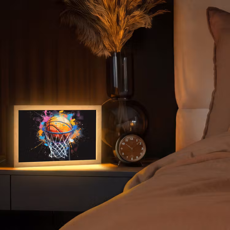 Graffiti - Sport - Basketbal - Basket Light Box met kabel (Tafellamp) klein -sfeer1