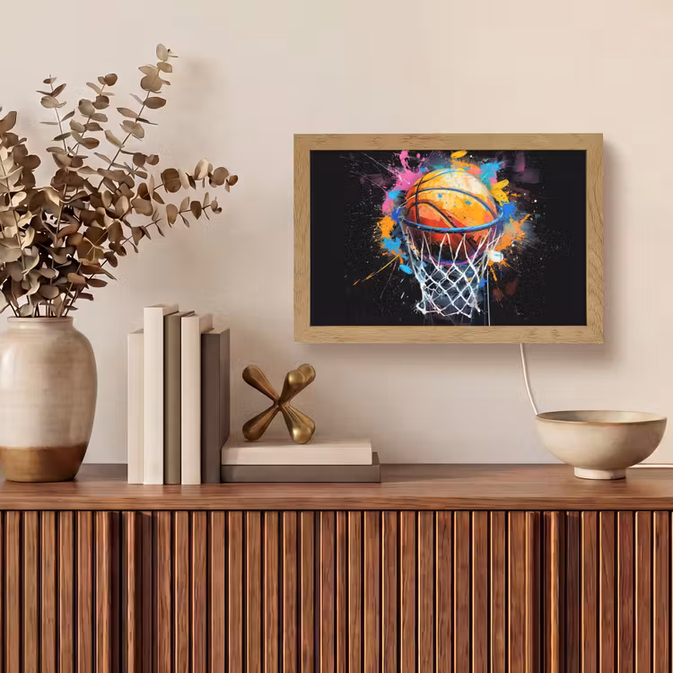 Graffiti - Sport - Basketbal - Basket Light Box met kabel (Tafellamp) klein -sfeer2