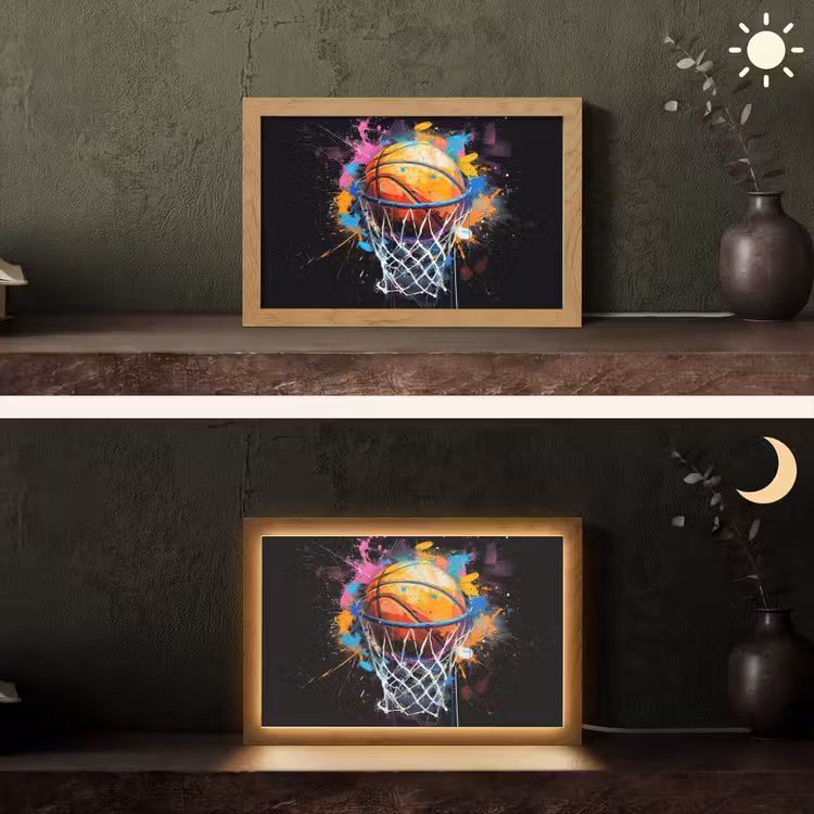 Graffiti - Sport - Basketbal - Basket Light Box met kabel (Tafellamp) klein -sfeer3