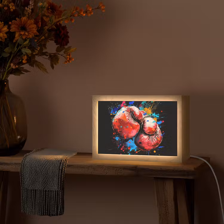 Graffiti - Sport - Boksen - Bokshandschoenen Light Box met kabel (Tafellamp) klein -sfeer4
