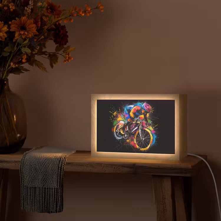 Graffiti - Sport - Wielrennen - Fiets Light Box met kabel (Tafellamp) klein -sfeer4