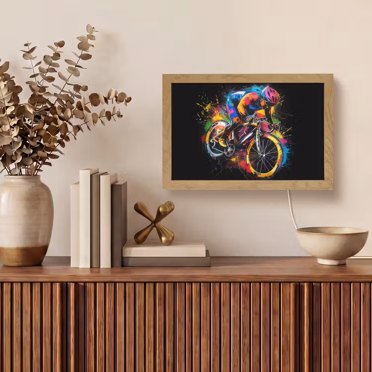 Graffiti - Sport - Wielrennen - Fiets Light Box met kabel (Tafellamp) klein -sfeer2