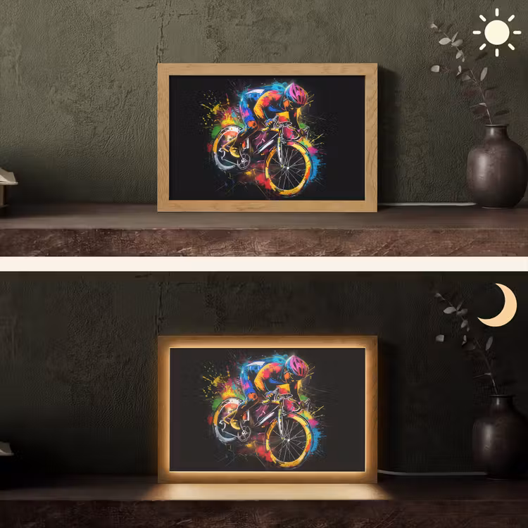 Graffiti - Sport - Wielrennen - Fiets Light Box met kabel (Tafellamp) klein -sfeer3