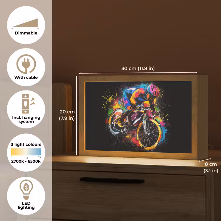 Graffiti - Sport - Wielrennen - Fiets Light Box met kabel (Tafellamp) klein -USP_EN