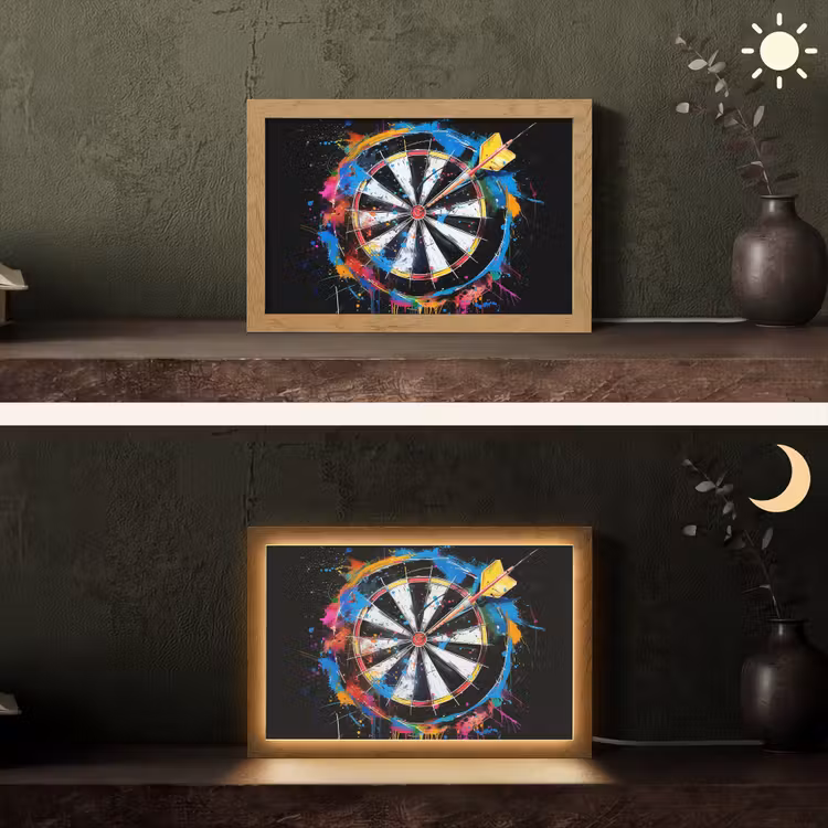 Graffiti - Sport - Darten - Dartbord Light Box met kabel (Tafellamp) klein -sfeer3