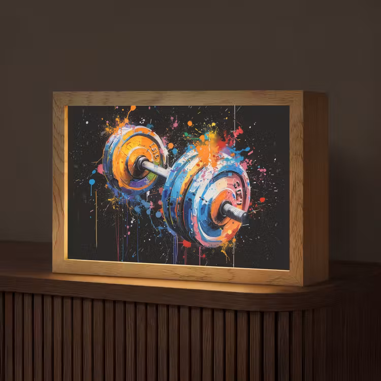 Graffiti - Sport - Fitness - Dumbbell - Gym Light Box met kabel (Tafellamp) klein -z3d_website