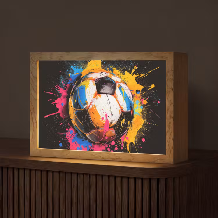 Graffiti - Sport - Voetbal - Verf - Bal Light Box met kabel (Tafellamp) klein -z3d_website