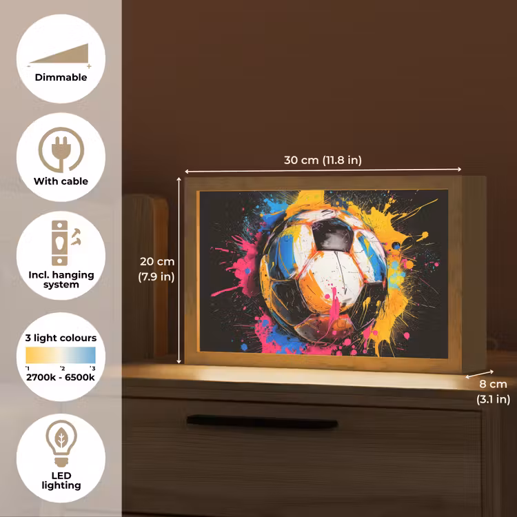 Graffiti - Sport - Voetbal - Verf - Bal Light Box met kabel (Tafellamp) klein -USP_EN