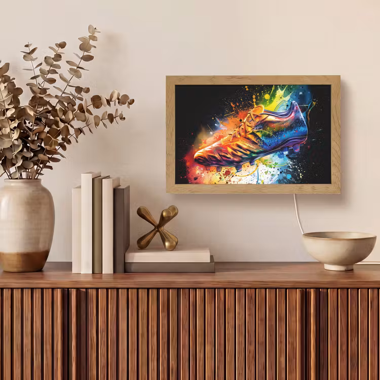 Graffiti - Sport - Voetbal - Schoen - Verf Light Box met kabel (Tafellamp) klein -sfeer2